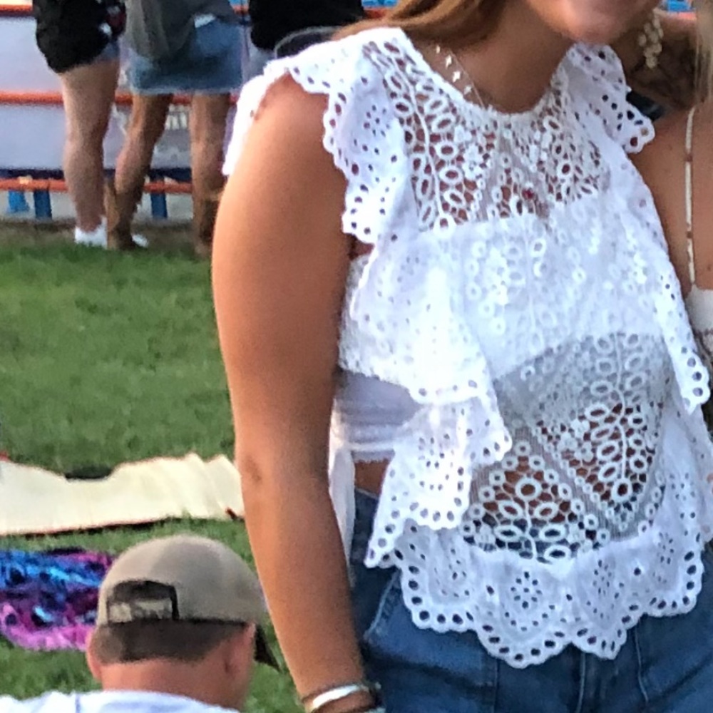 Lace, see through, built in bra, ties on side,